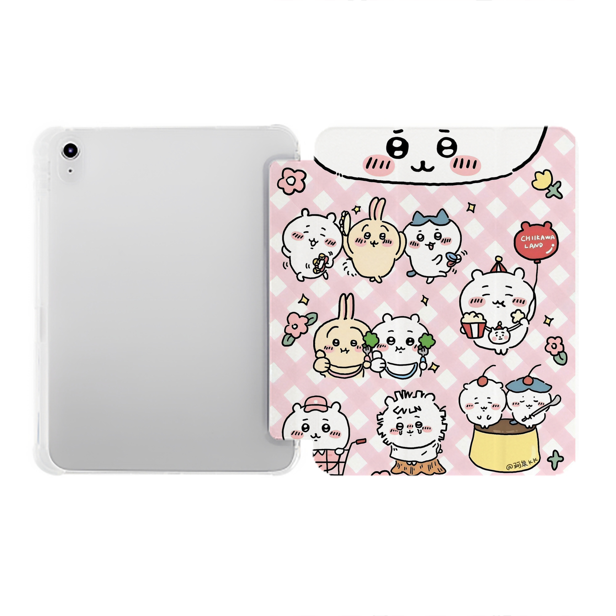 （画像用） ちいかわ Chii-kawa IPad ケース ペン収納付き 三つ折りスタンド PUレザー×シリコン 対応機種9.5/10.5/10.9インチ